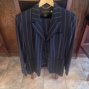 A navy women striped suit in great condition!